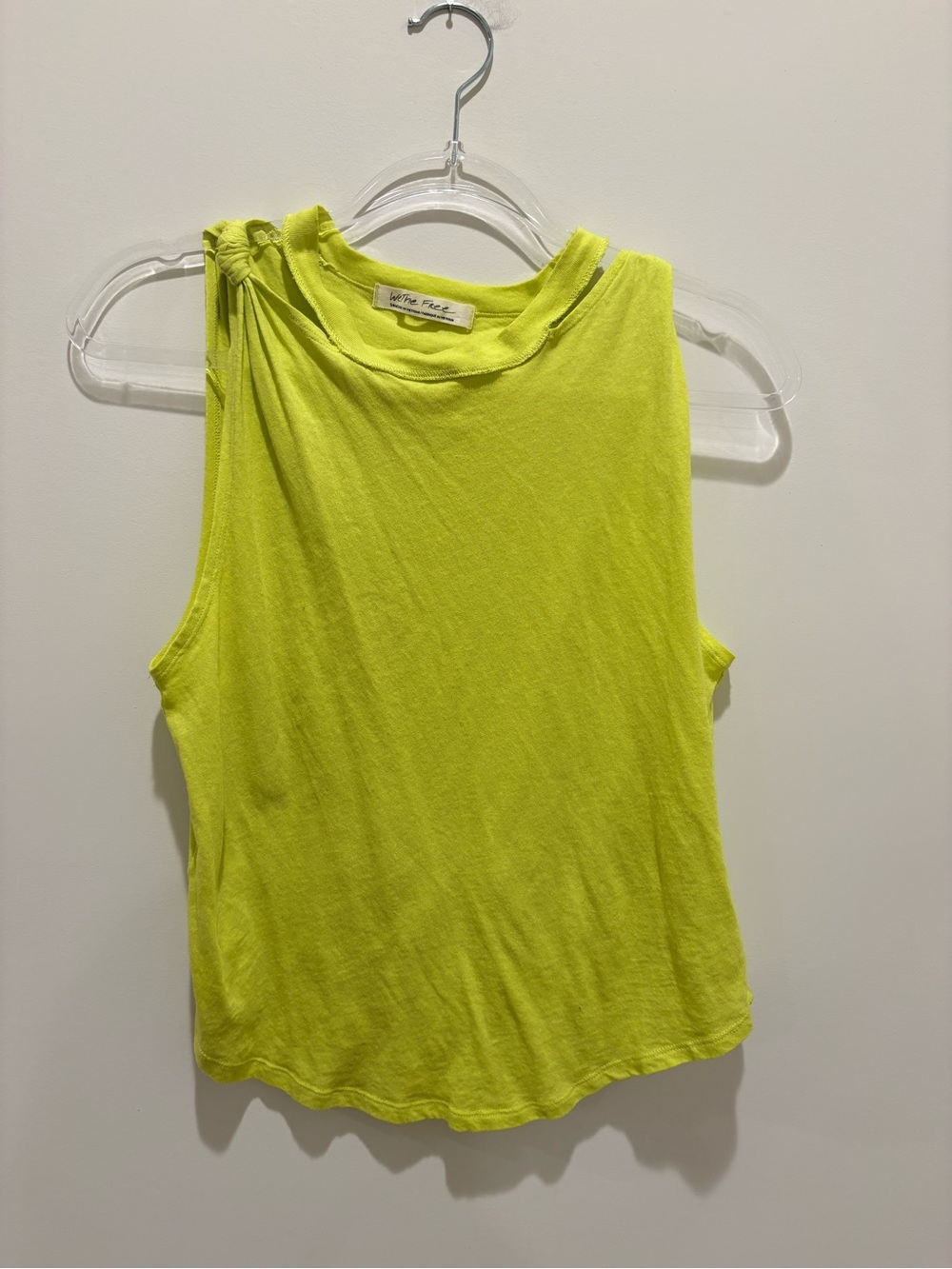 We The Free Neon Lime Tank Top with Shoulder Gather